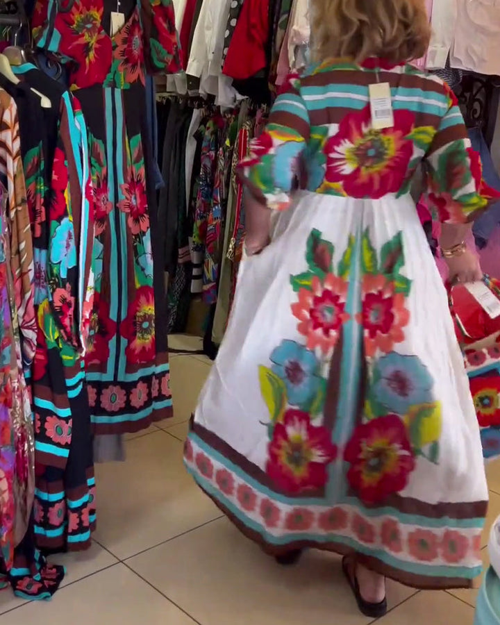 Nerijaa – Blumenkleid Mit Tiefem V-Ausschnitt