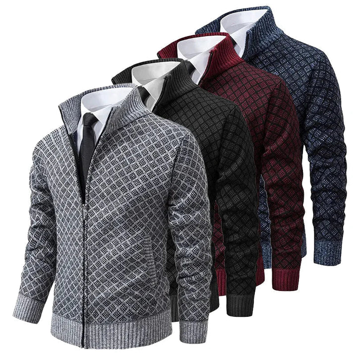 Klarik – Strickjacke MIT Durchgehendem Reißverschluss Und Rautenmuster