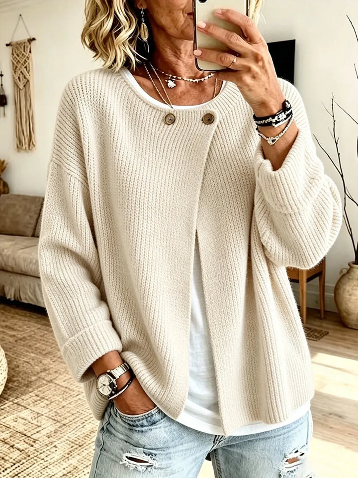 Peninah - Gestrickte Strick Jacke Mit Rippenmuster Und Asymmetrischem Schnitt