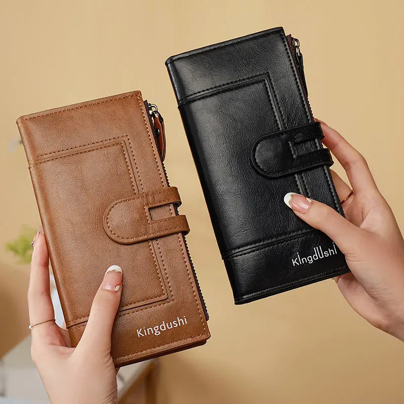 Hinina – Lederbrieftasche Mit Doppeltem Reißverschluss