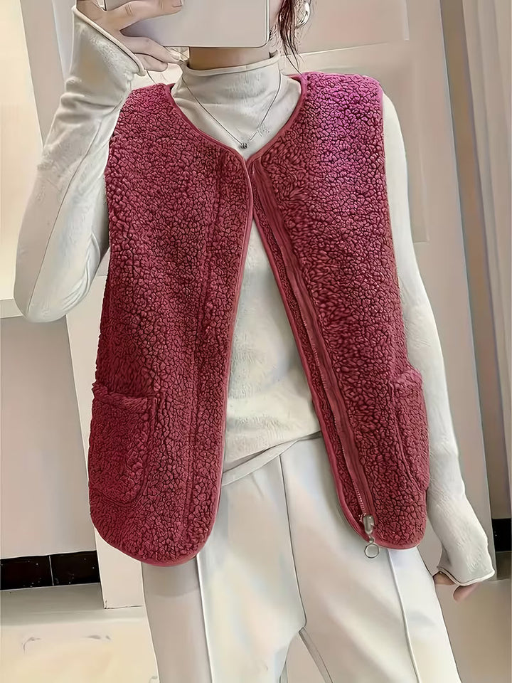 Miona – Plüsch-Fleece-Weste Mit Taschen