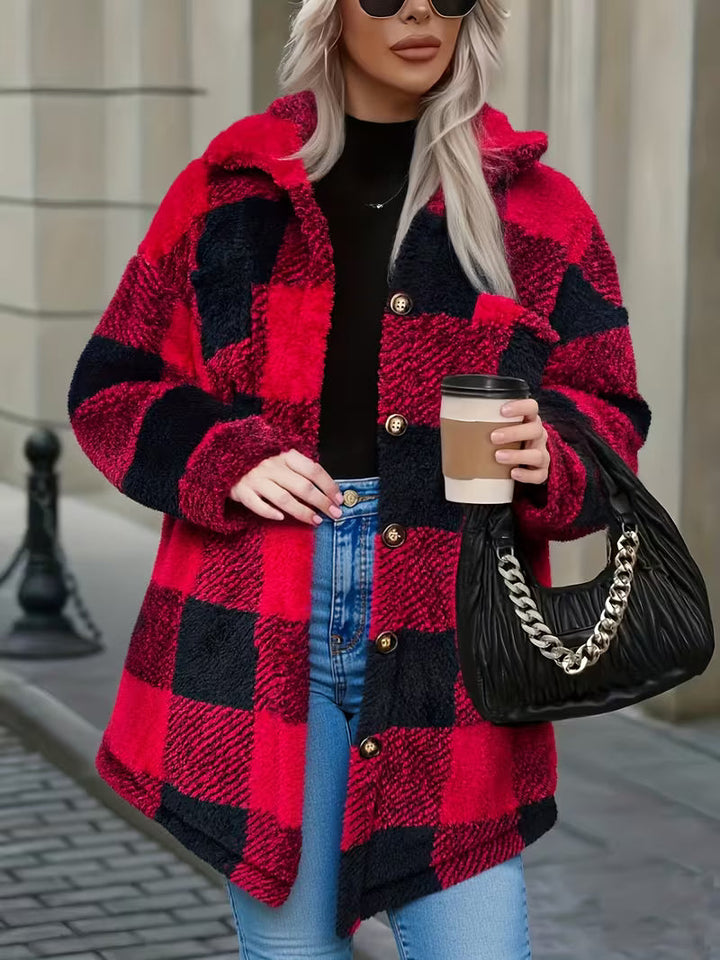 Zariana – Plüschjacke Mit Kariertem Muster im Grenzüberschreitend-Stil