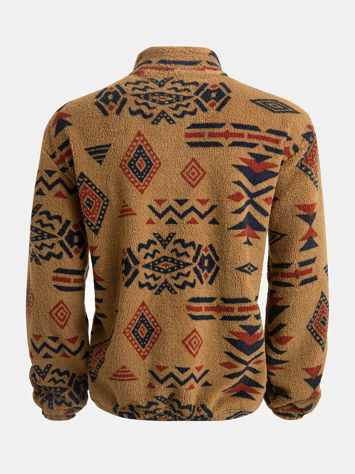 Jacco – Sweatshirt aus Fleece mit halbem Reißverschluss und geometrischem Print