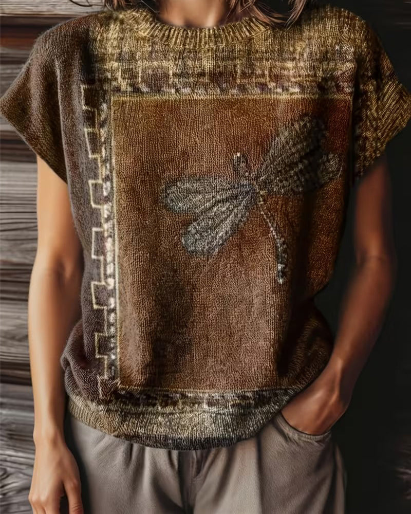 Dyniza – Strick Pullover Mit Libellen Drucken