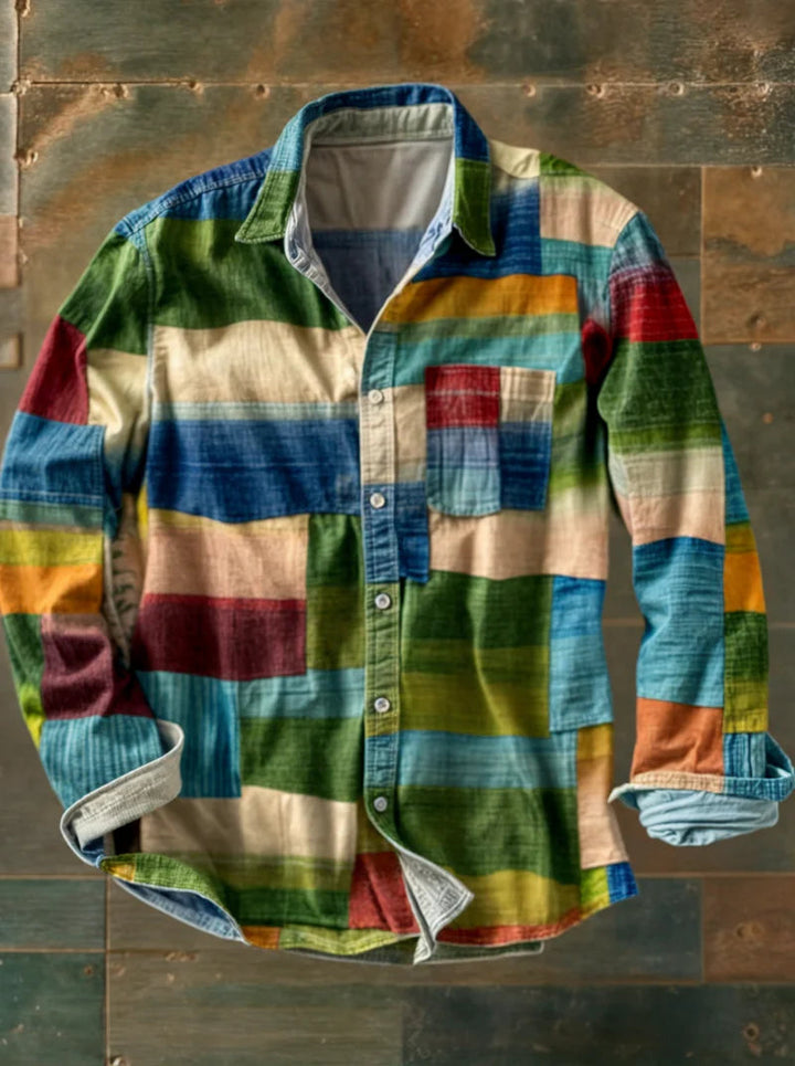 Germaine – Unisex Langarm Hemd in Schlichter Regenbogenfarbe