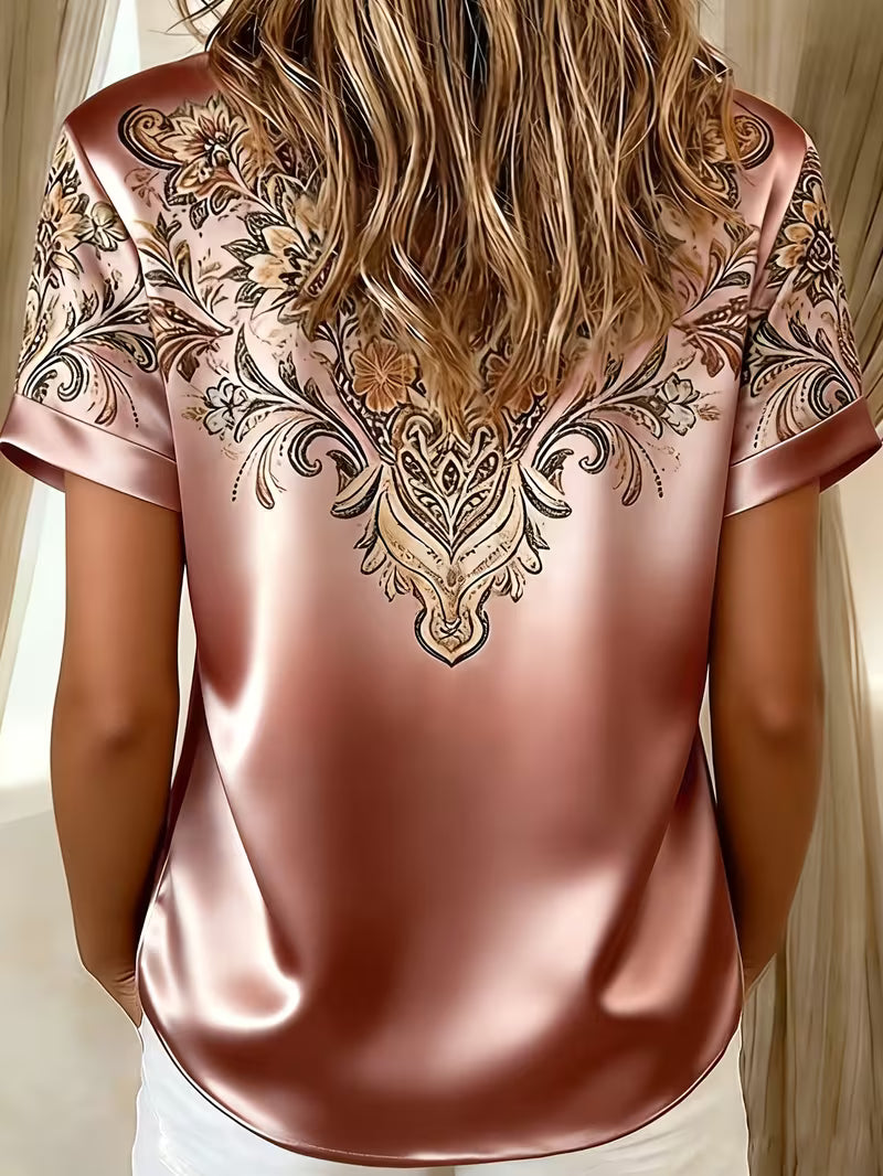 Zirmela – Blusenoberteil Aus Satin Mit Blumenmuster