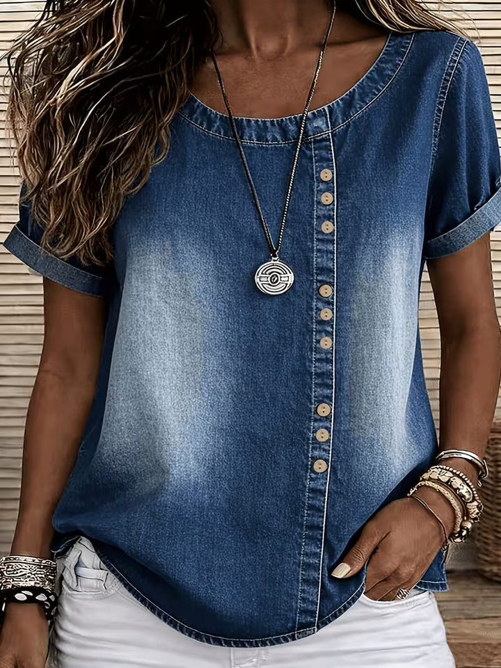 Ferina – Denim-Top Mit Kurzen Ärmeln im Gebraucht-Schau