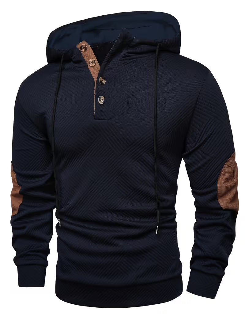Alejandro – Strukturiertes Kapuzensweatshirt mit Kontrastfarbenen Ellbogenpatches