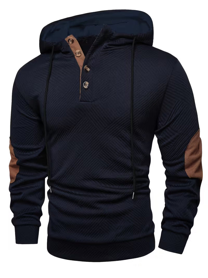 Alejandro – Strukturiertes Kapuzensweatshirt mit Kontrastfarbenen Ellbogenpatches