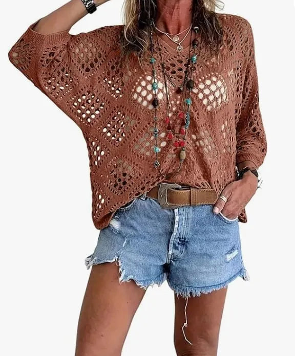 Raissa – Strickoberteil Mit V-Ausschnitt
