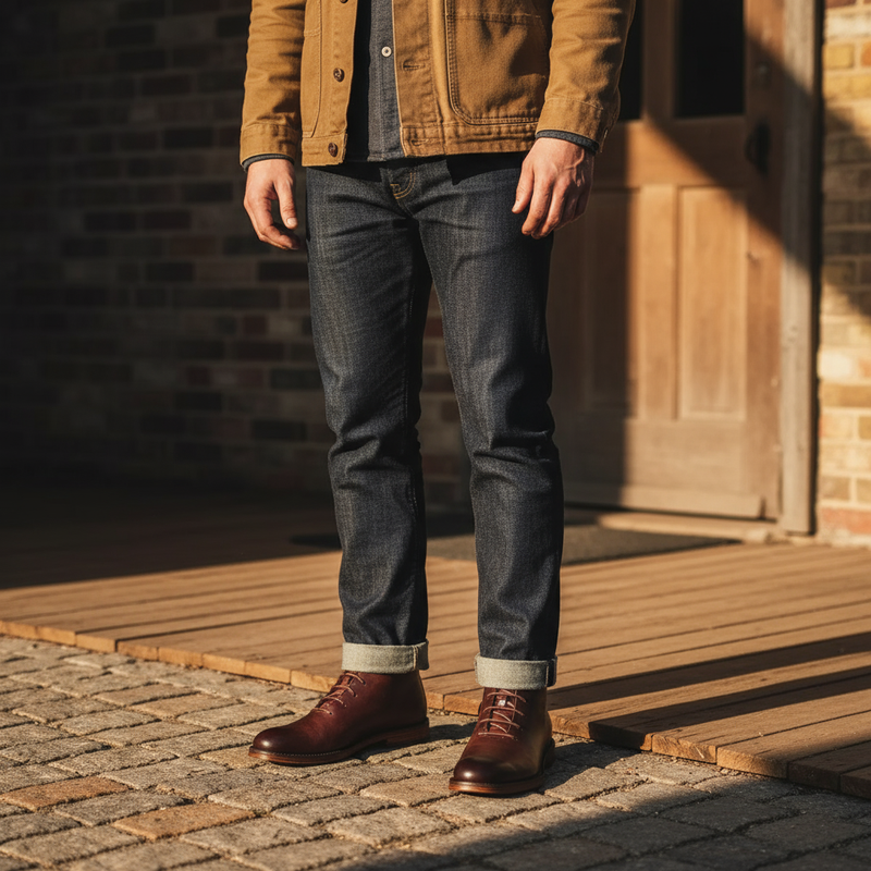 Milovans - Leder Schnür Stiefeletten Mit Runder Zehenpartie
