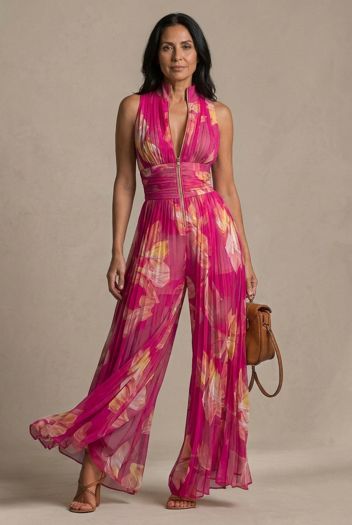 Sandria - Jumpsuit Mit Reißverschluss Und Blumenmuster