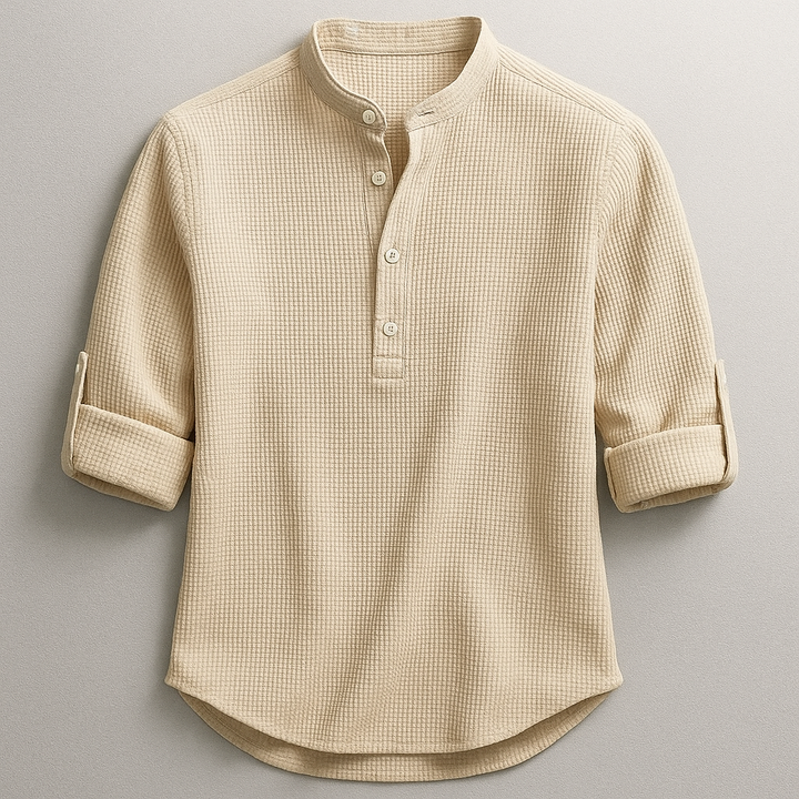 Antero – Langarm Hemd Mit Henley-Kragen