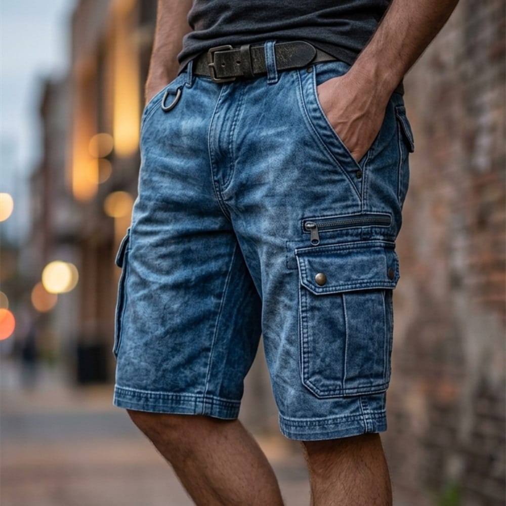 Pezeshkian – Stilvolle Denim-Fracht-Kurzhosen