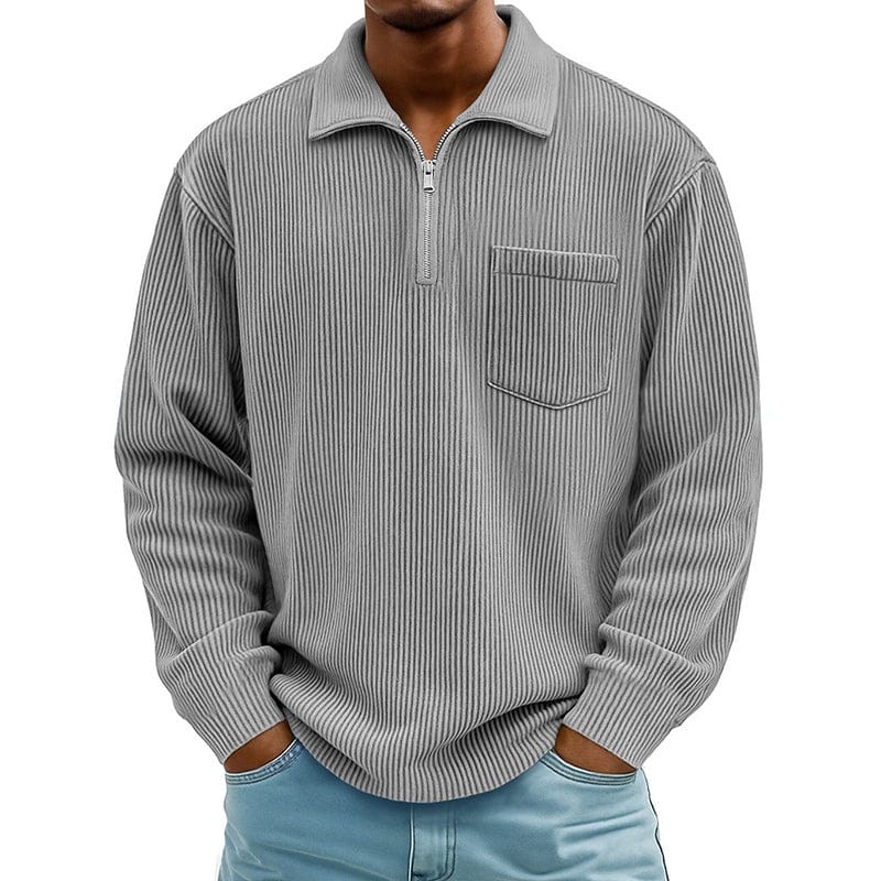 Quenton – Pullover mit halbem Reißverschluss und Brusttasche