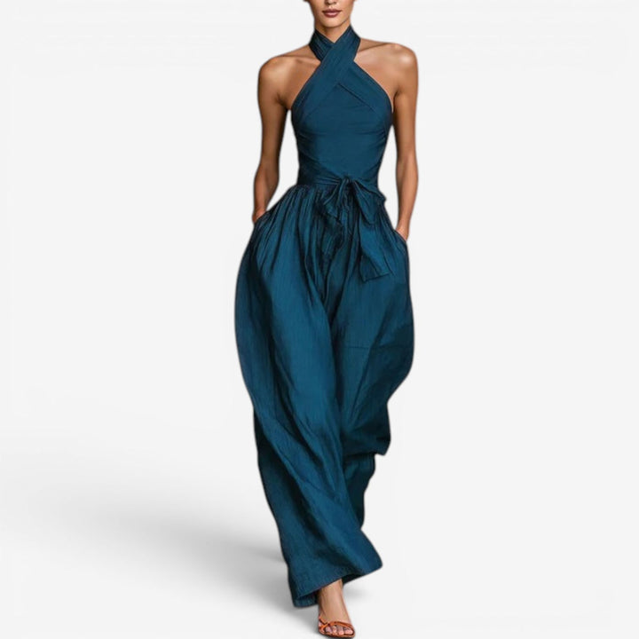 Nicholen – Ärmelloser Jumpsuit mit Neckholder und weitem Bein