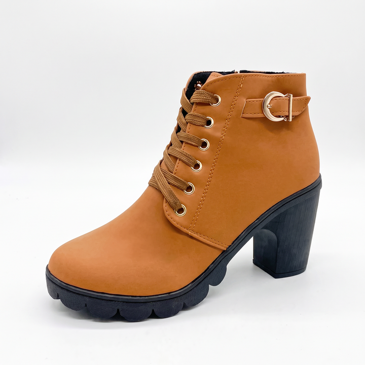 Rijona – Schnürstiefeletten Mit Schnallen Und Klobigem Absatz