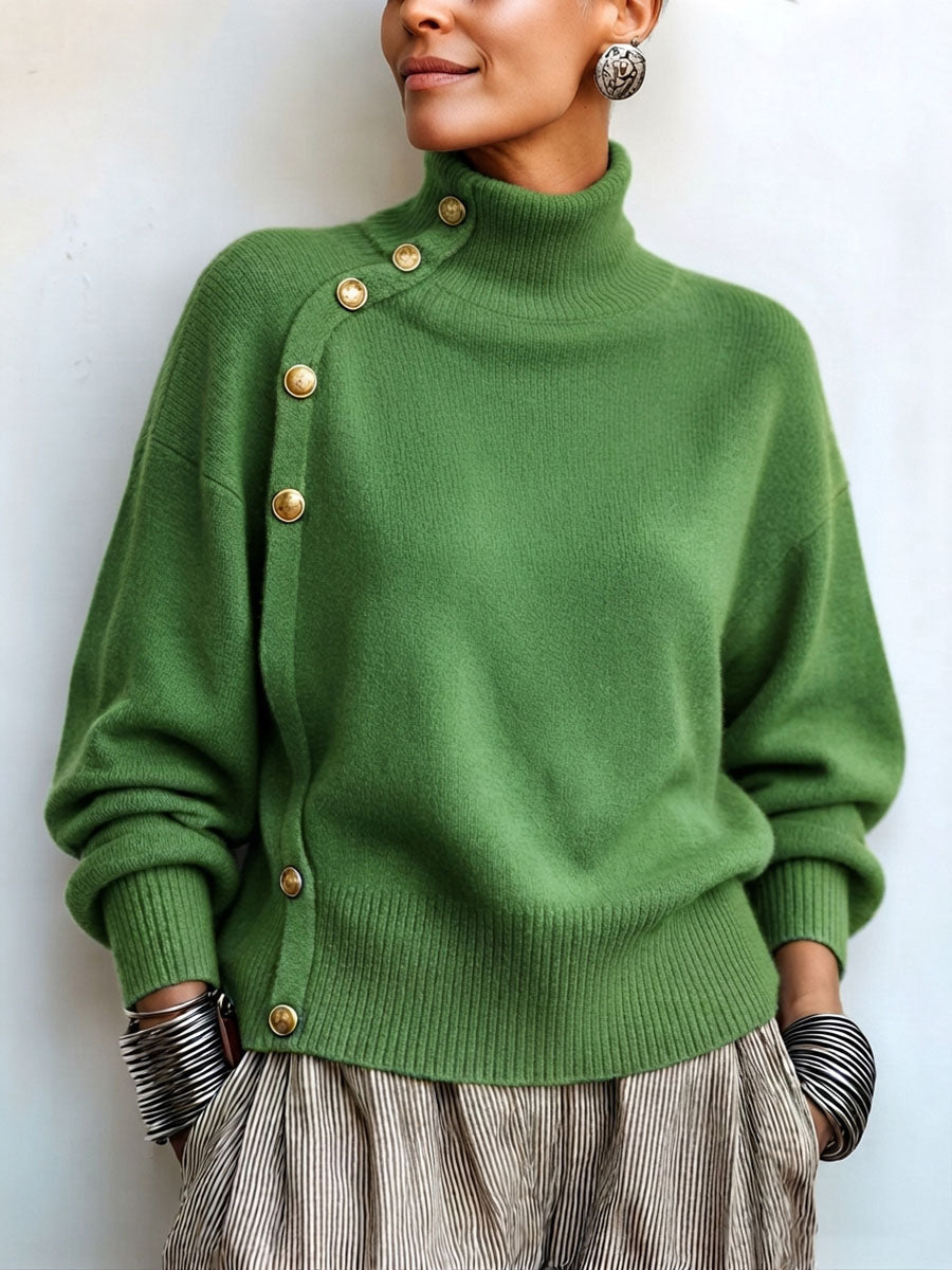 Lylian – Langarmpullover Mit Rollkragen Und Knopfleiste