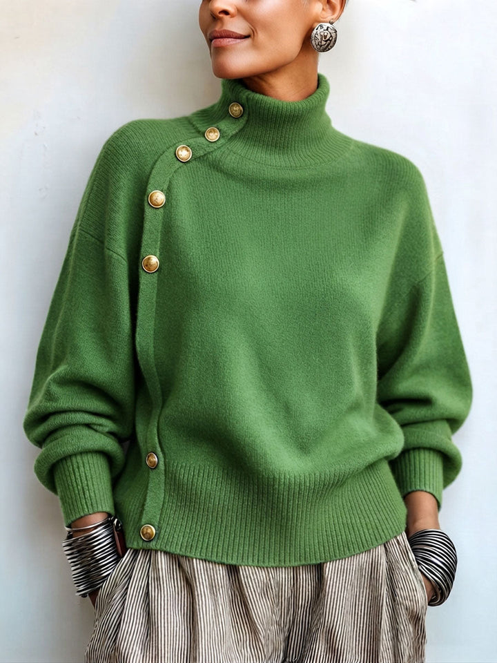 Lylian – Langarmpullover Mit Rollkragen Und Knopfleiste