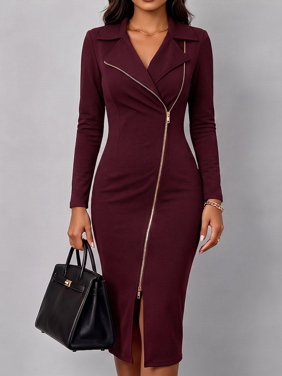 Shaniz - Lässiges Figurbetontes Langarm Kleid