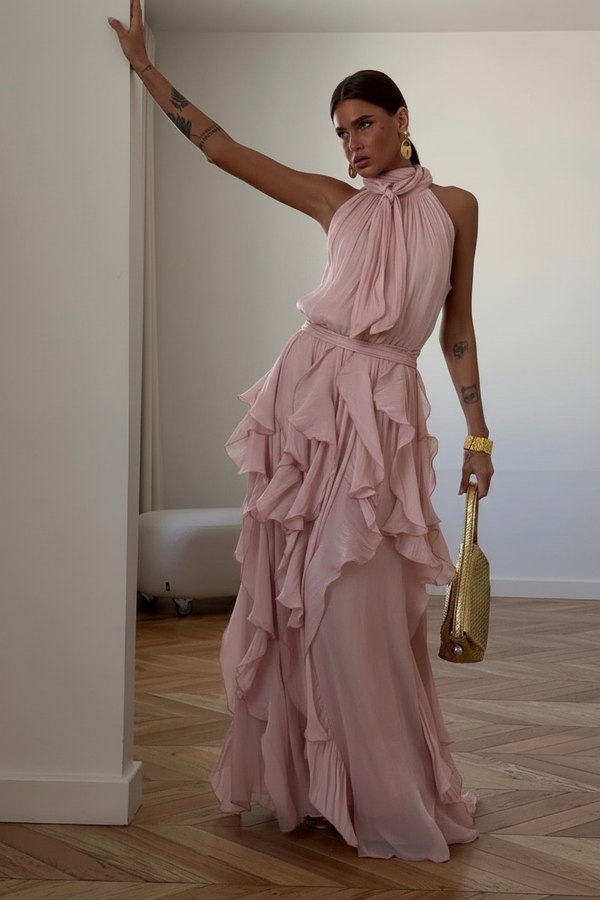 Nataly - Maxikleid Mit Gestuften Rüschen