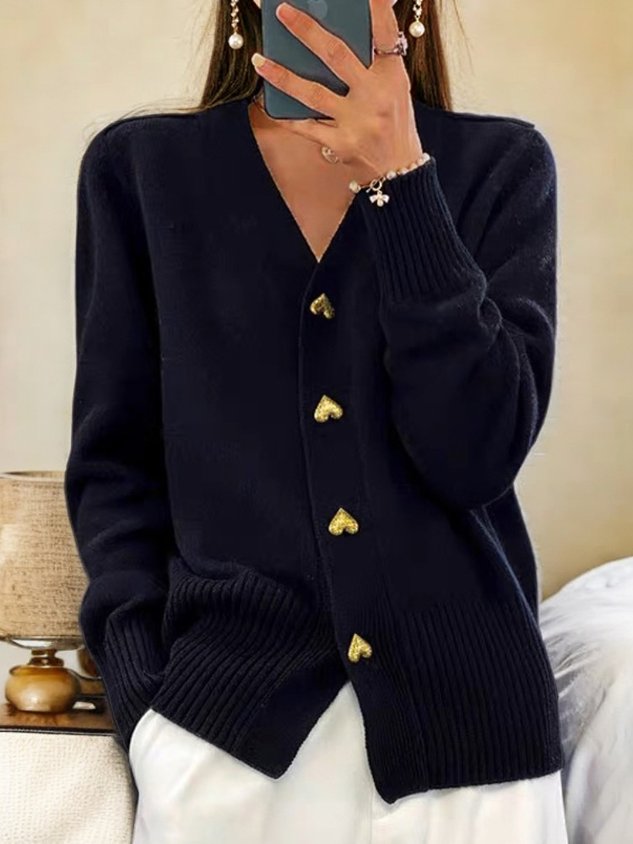 Lyddia - Strickjacke Mit Herzknöpfen