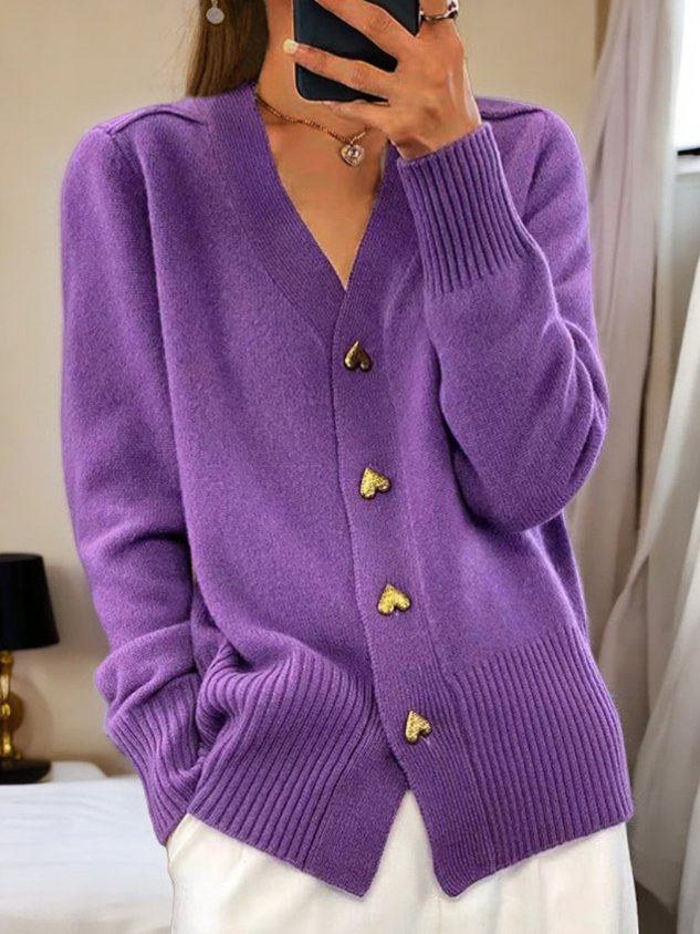 Lyddia - Strickjacke Mit Herzknöpfen