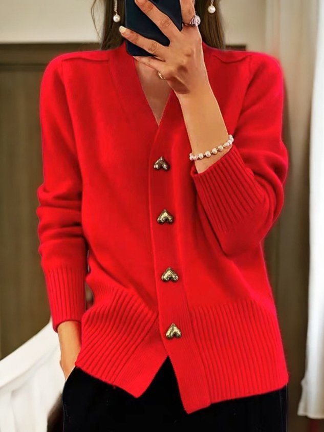 Lyddia - Strickjacke Mit Herzknöpfen