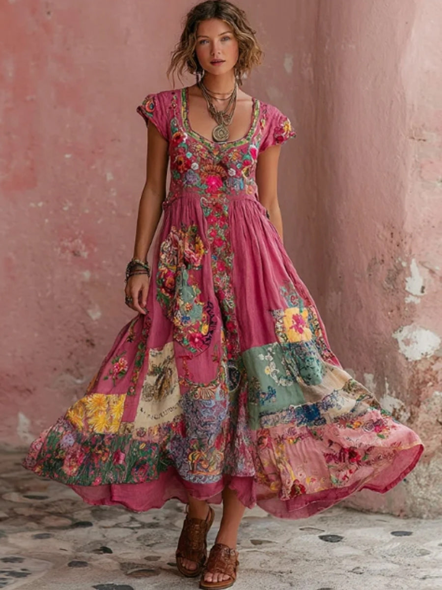 Emilien – Maxikleid mit kunstvoller Blumenstickerei