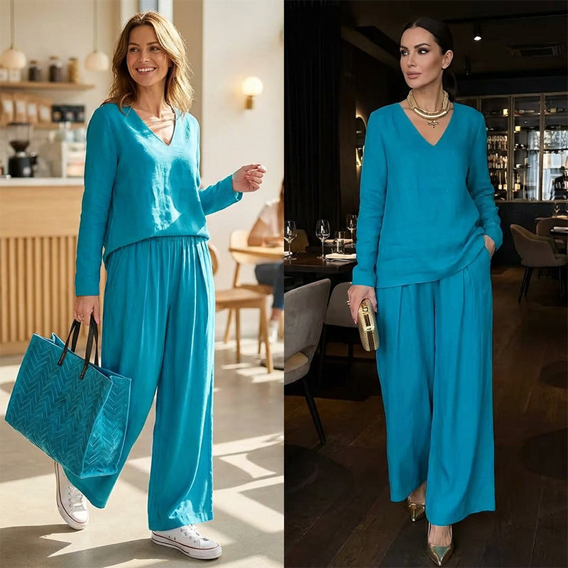 Maheen – Strick-Lounge Set Mit Ausgestelltem Hosenbein