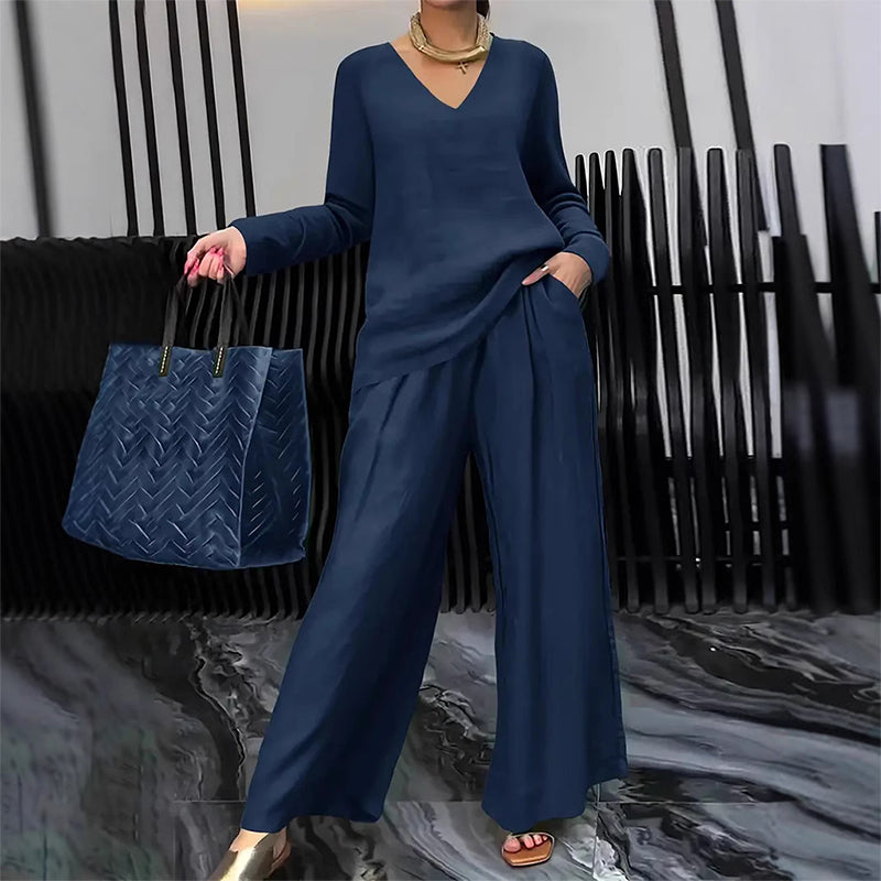 Maheen – Strick-Lounge Set Mit Ausgestelltem Hosenbein