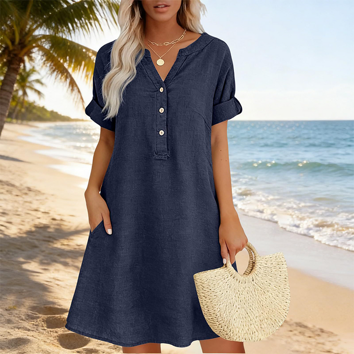 Jolande – Tunika Kleid Mit V-Ausschnitt Und Taschen