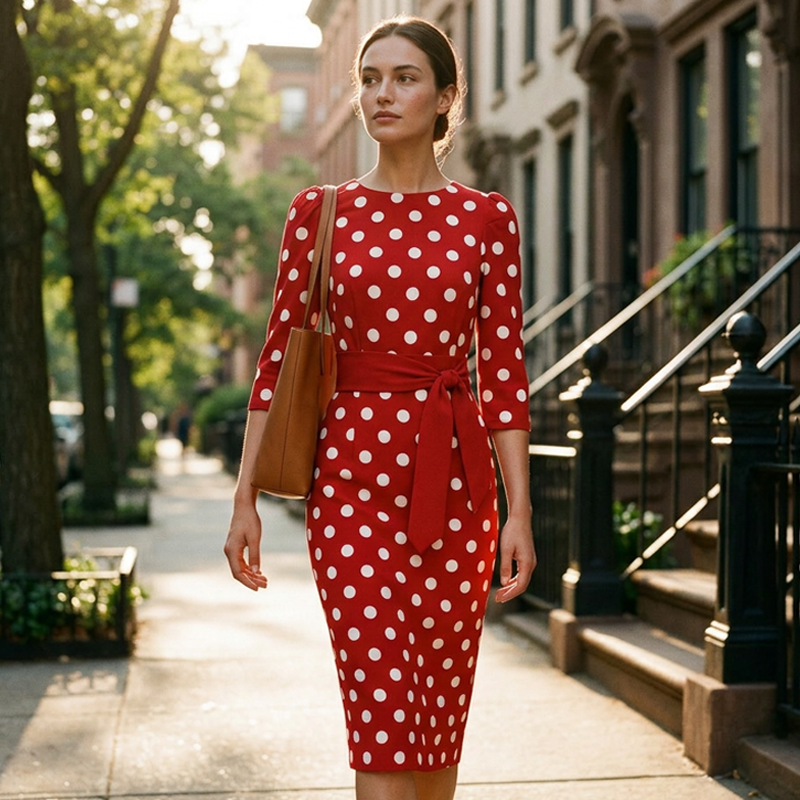 Konila – Elegantes Retro-Kleid Mit Polka-Punkte