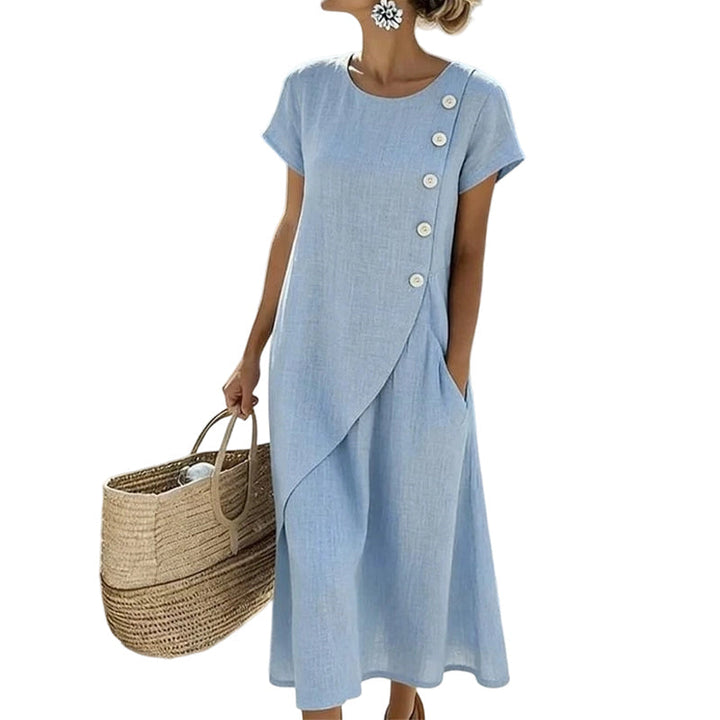 Alia - Elegantes Asymmetrisches Kleid Mit Rundhalsausschnitt