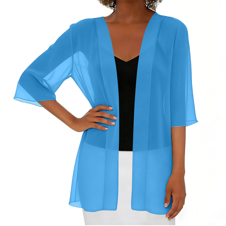 Paolaa - Leichte Transparente Offen Gewebte Strickjacke