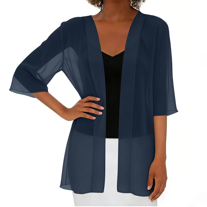 Paolaa - Leichte Transparente Offen Gewebte Strickjacke