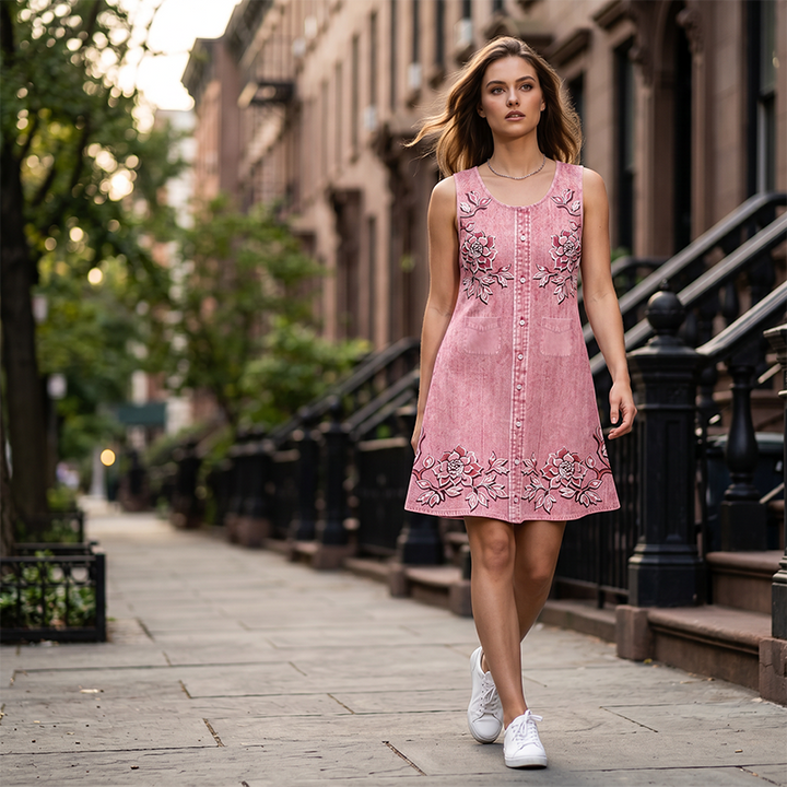 Carien – Ärmelloses Blumenkleid