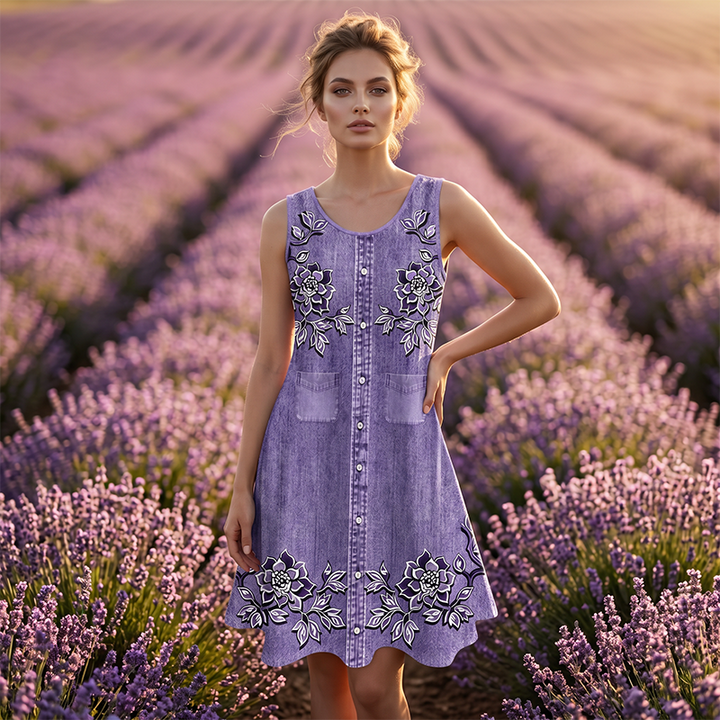 Carien – Ärmelloses Blumenkleid
