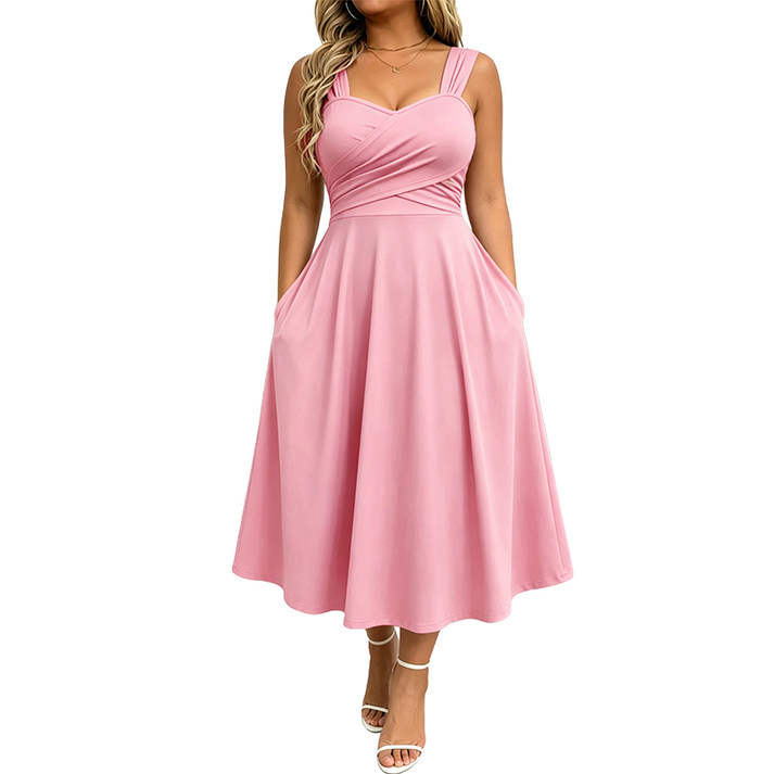 Katjaa - Elegantes Ärmelloses Kleid Mit Taschen