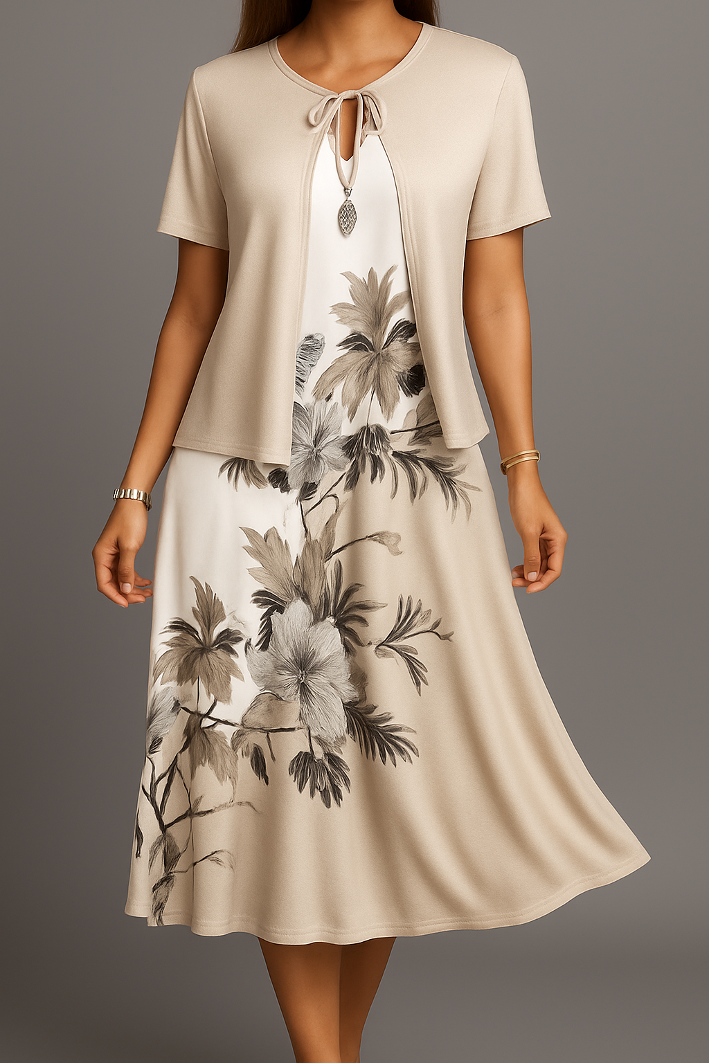 Isadora - Elegantes Midi Kleid Aus Jersey Im Bohemian Stil